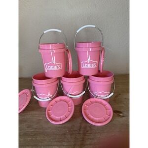 Lowe's Mini Bucket Pink w/ Lid RARE Lot of 5
